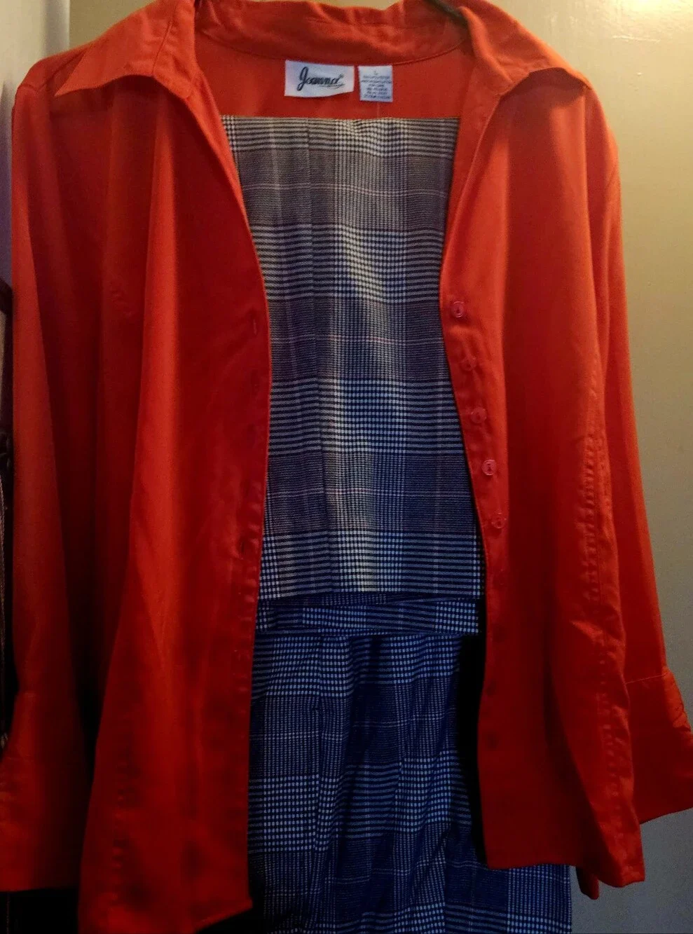 Red Womens Shirt   With Plaid Pants - Bold Red Layering Piece